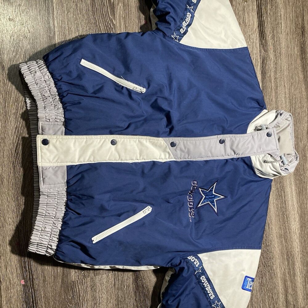 Dallas Cowboys Jacket Puffer Pro Player Mens Large Blue Vintage 90s NFL Football - Picture 7 of 10